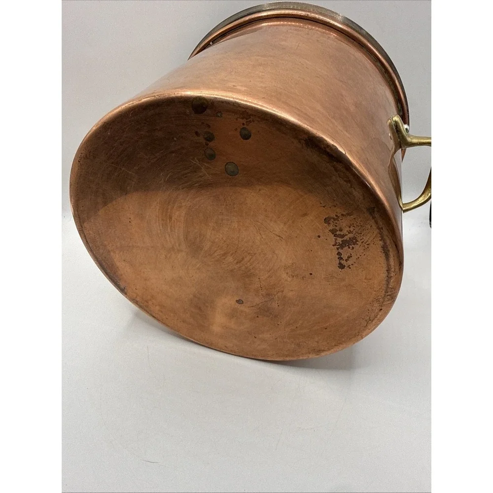 Vintage Copper Pot‎ w/Lid - Brass Handles